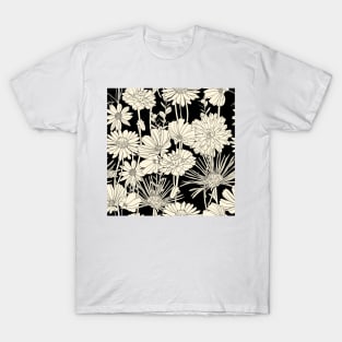 Modernist Black and White Floral 1 T-Shirt